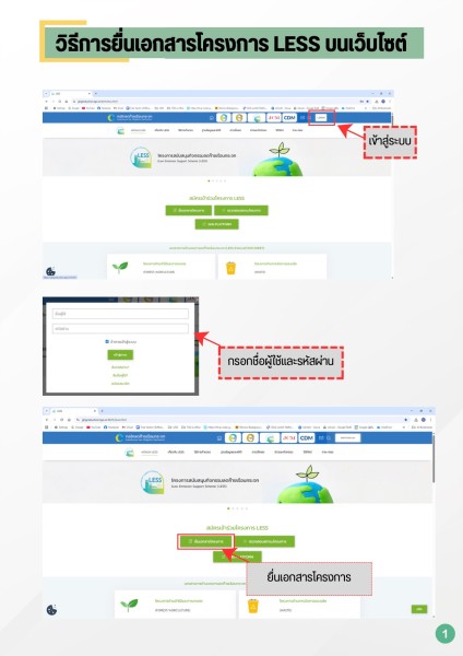 วิธีการยื่นเอกสารโครงการ LESS บนเว็บไซต์